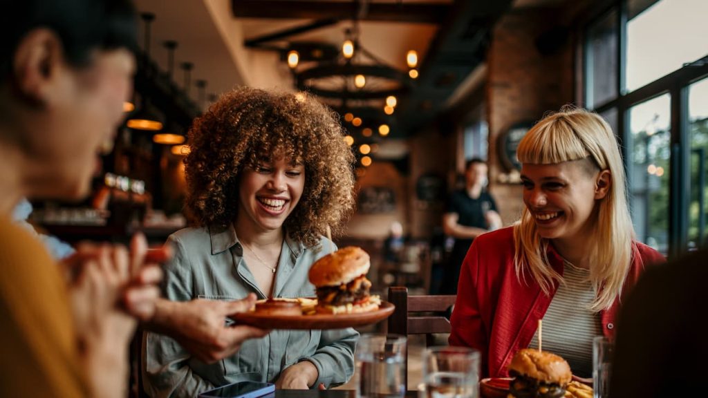 Friends eating