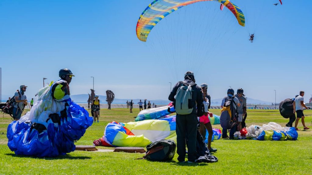 Paragliding landing in Cape Town