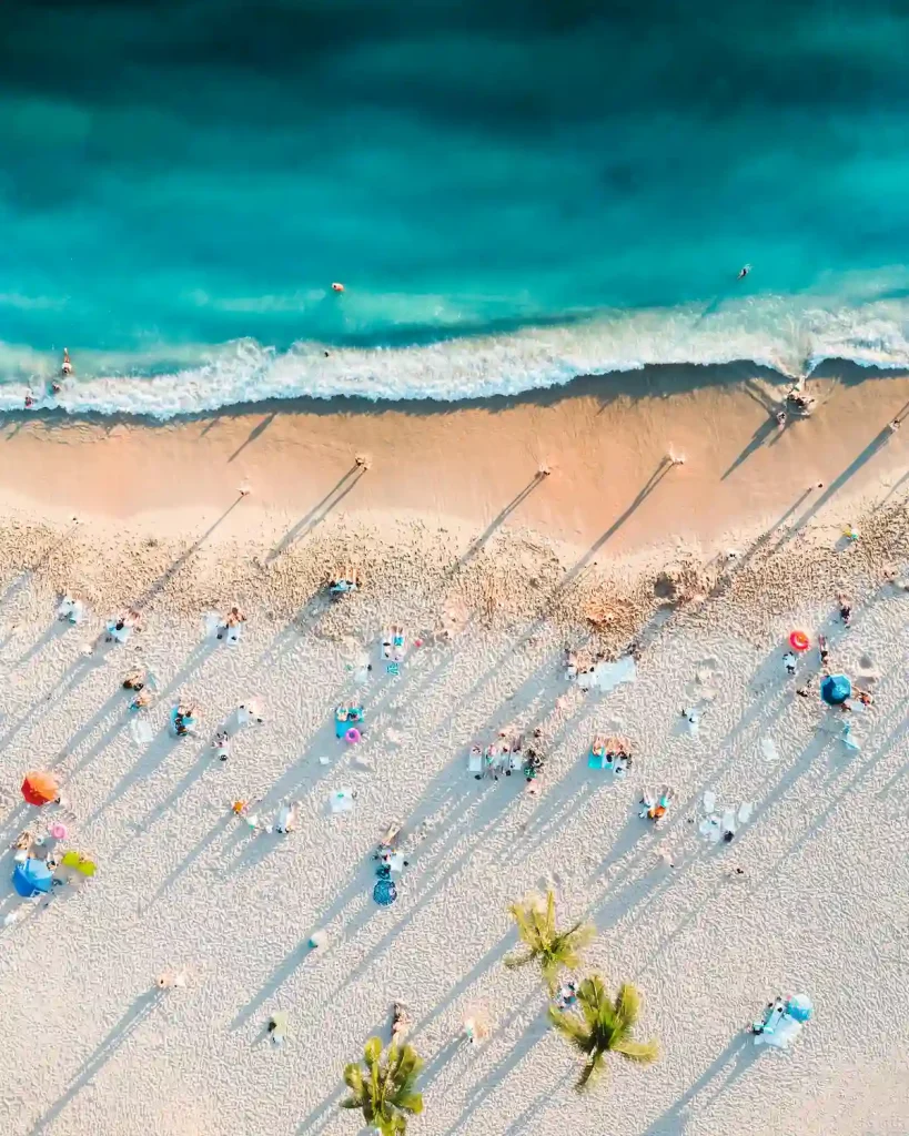 Aerial View of Camps Bay Beachgoers - Cape Town