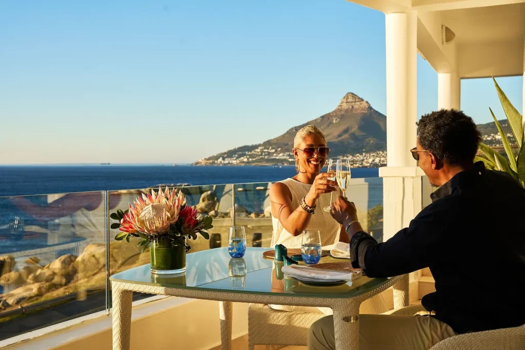 Couple Celebrating at the 12 Apostles Hotel - Cape Town