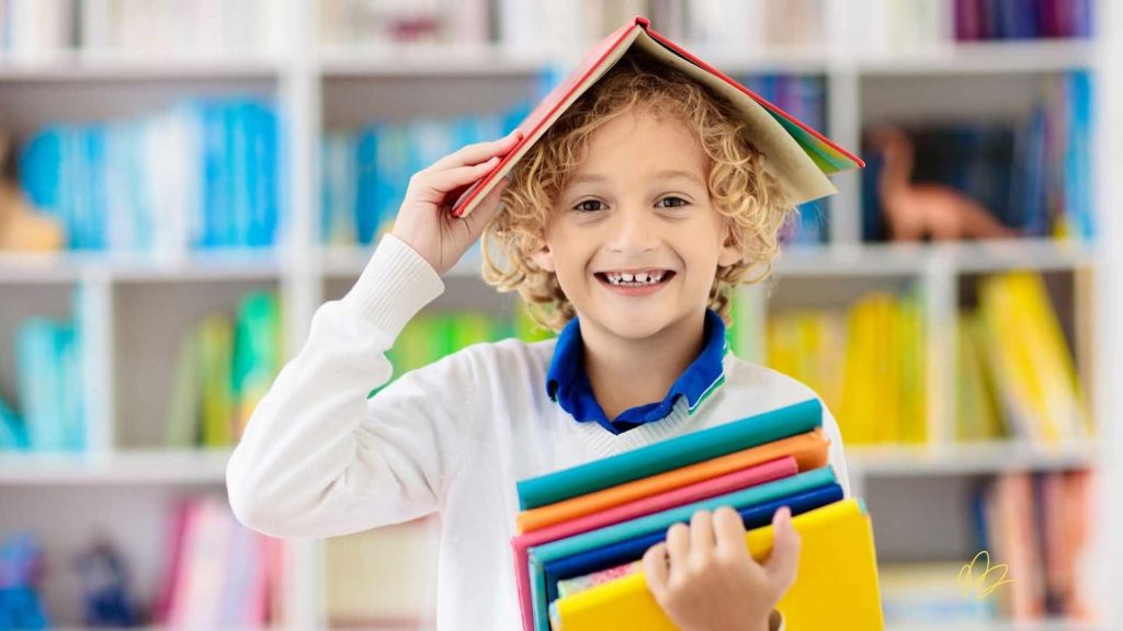 Kid in bookshop