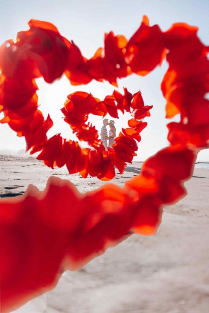 Celebrating Valentine's Day on the beach