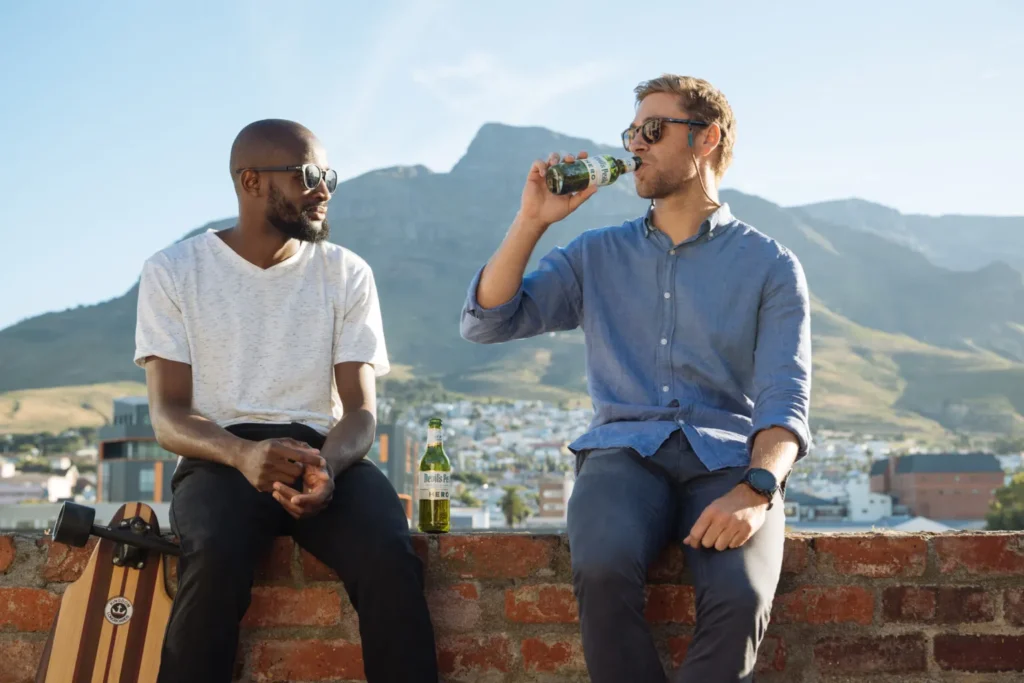 Two Men Drinking Devil's Peak Beer - Cape Town