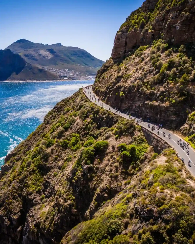 People Cycling Along Chapman's Peak - Argus Cycle Tour Road Closures