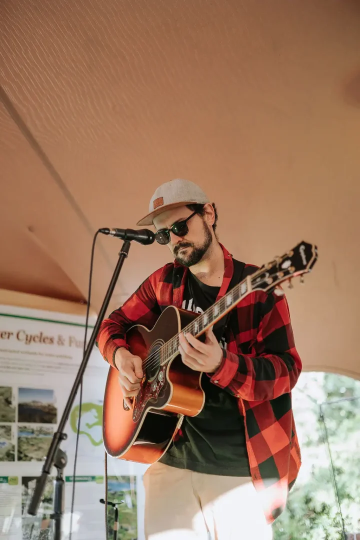 Live music acoustic guitarist Century City market